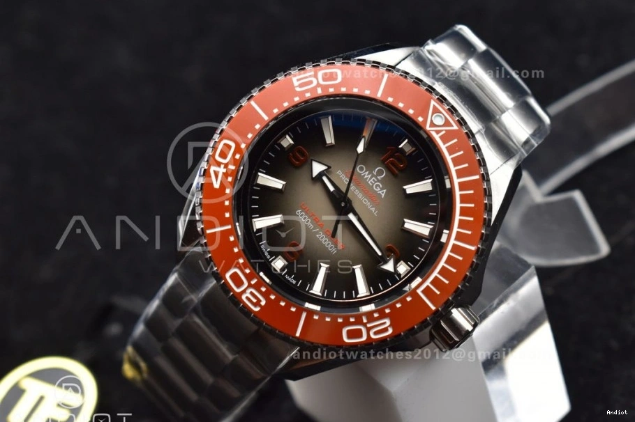 Gray 1:1 SS Seamaster SS A2824 Deep Bracelet Ultra Dial 6000M Edition on Orange Bezel Ceramic TF Best 1111